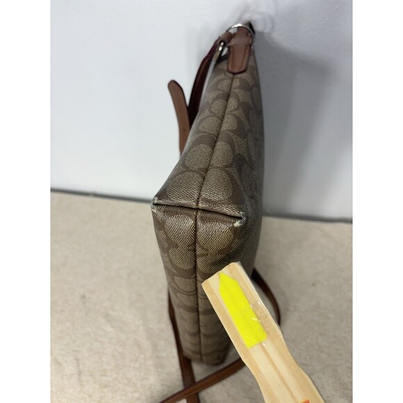 Coach Signature C File Bag Crossbody Shoulder Bag Purse Khaki Mahogony Sz 12x10 - Picture 8 of 16